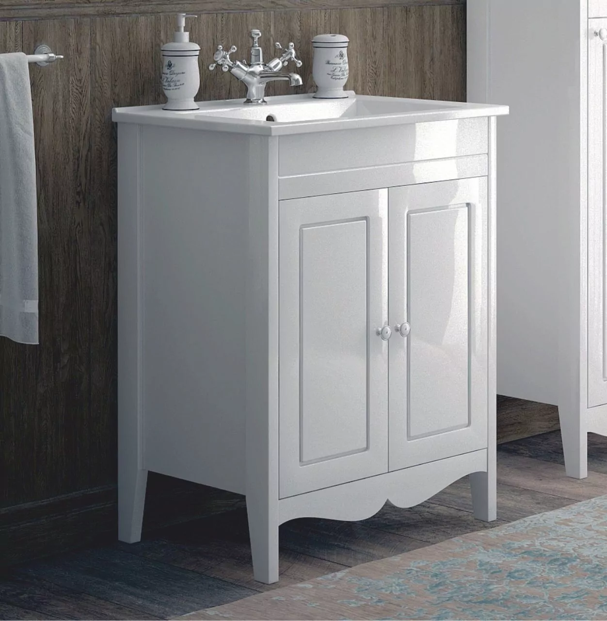 Тумба с раковиной Corozo Блюз 65 напольная, 2 двери, белая