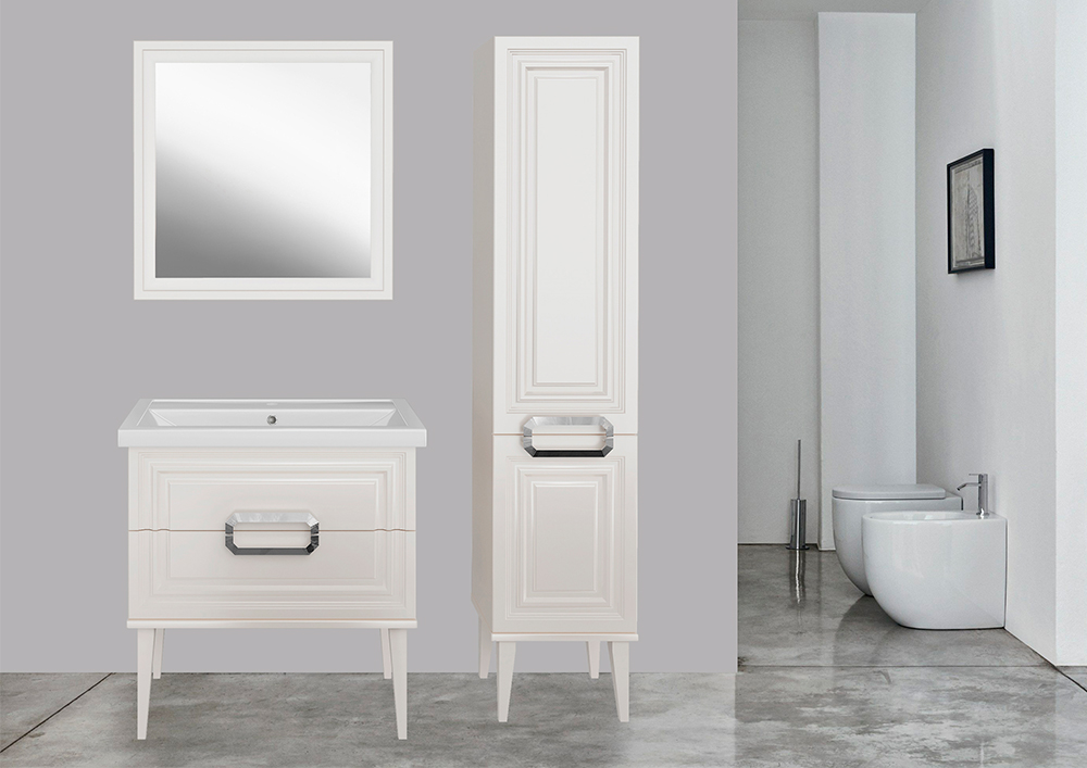 Пенал ASB Woodline Летиция 40 R напольный, белый, ручки хром