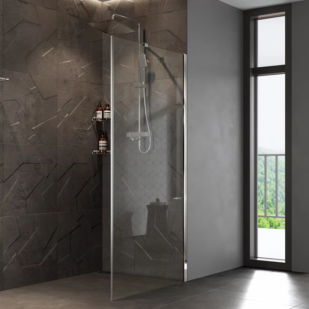 Душевая перегородка WasserKraft Aller 10H07-RP90 Fixed прозрачное стекло, профиль хром