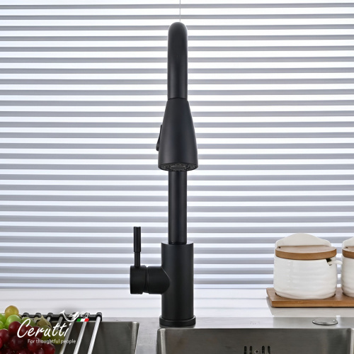 Cмеситель для кухни Ceruttispa Эннио B (ENNIO B) из нержавеющей стали, цвет черный матовый