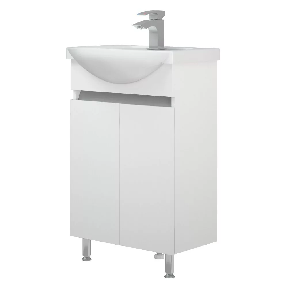 Тумба напольная Corozo Джуно 50М с раковиной Уют 50, белый