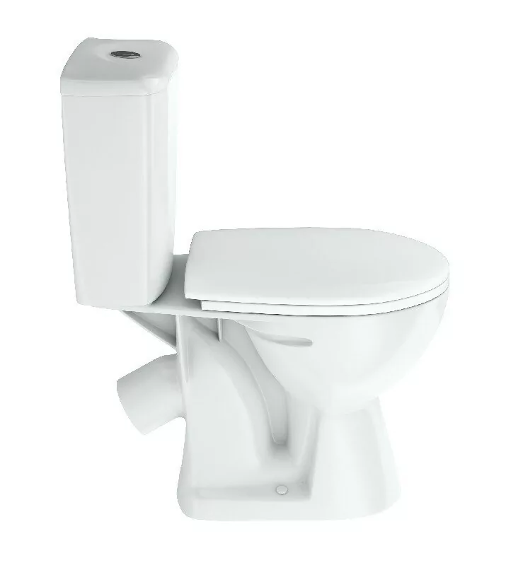 Унитаз Rosa Нео напольный, компакт, с косым выпуском, белый