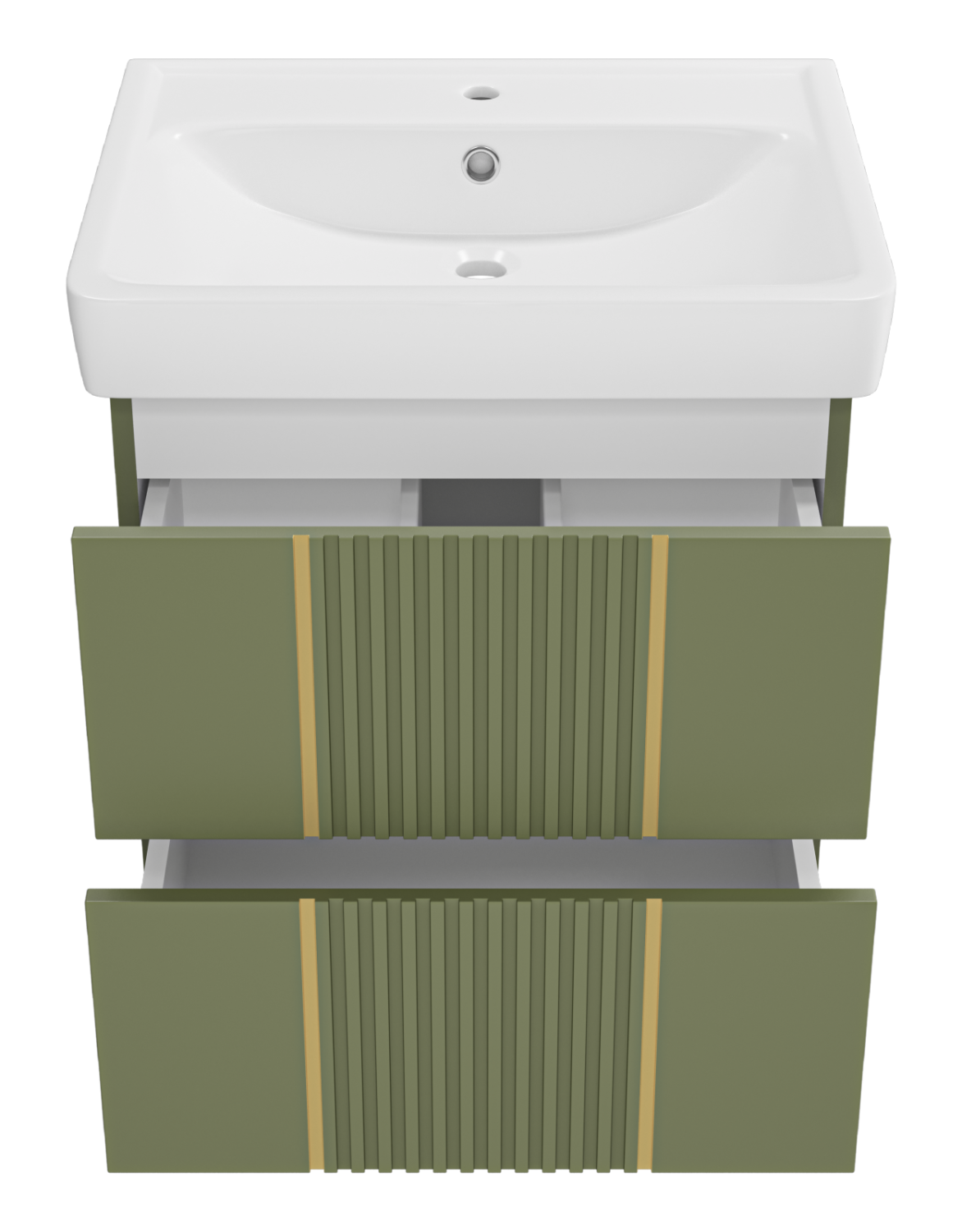 Тумба с раковиной Brevita Vega 60 подвесная, зеленый/патина золото