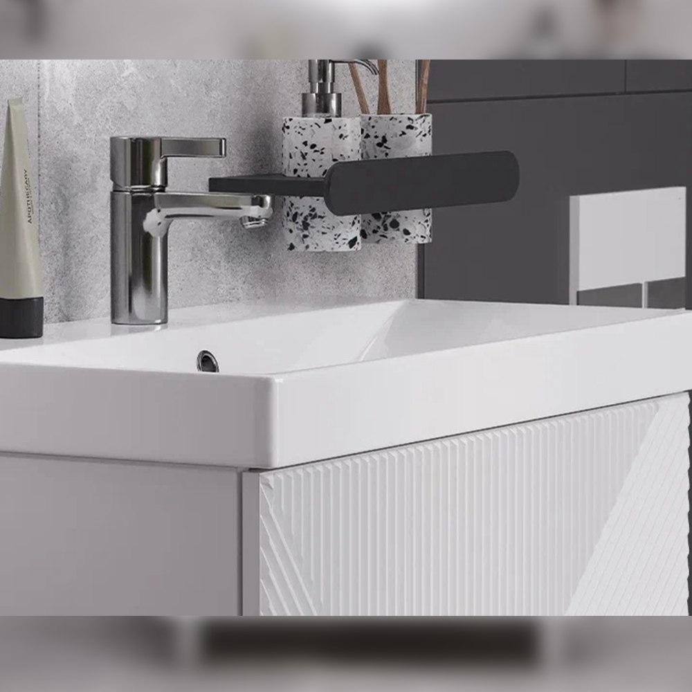 Тумба с раковиной напольная Velvex Edge tn.EDG.9696.70.2Y белый глянец, 70 см