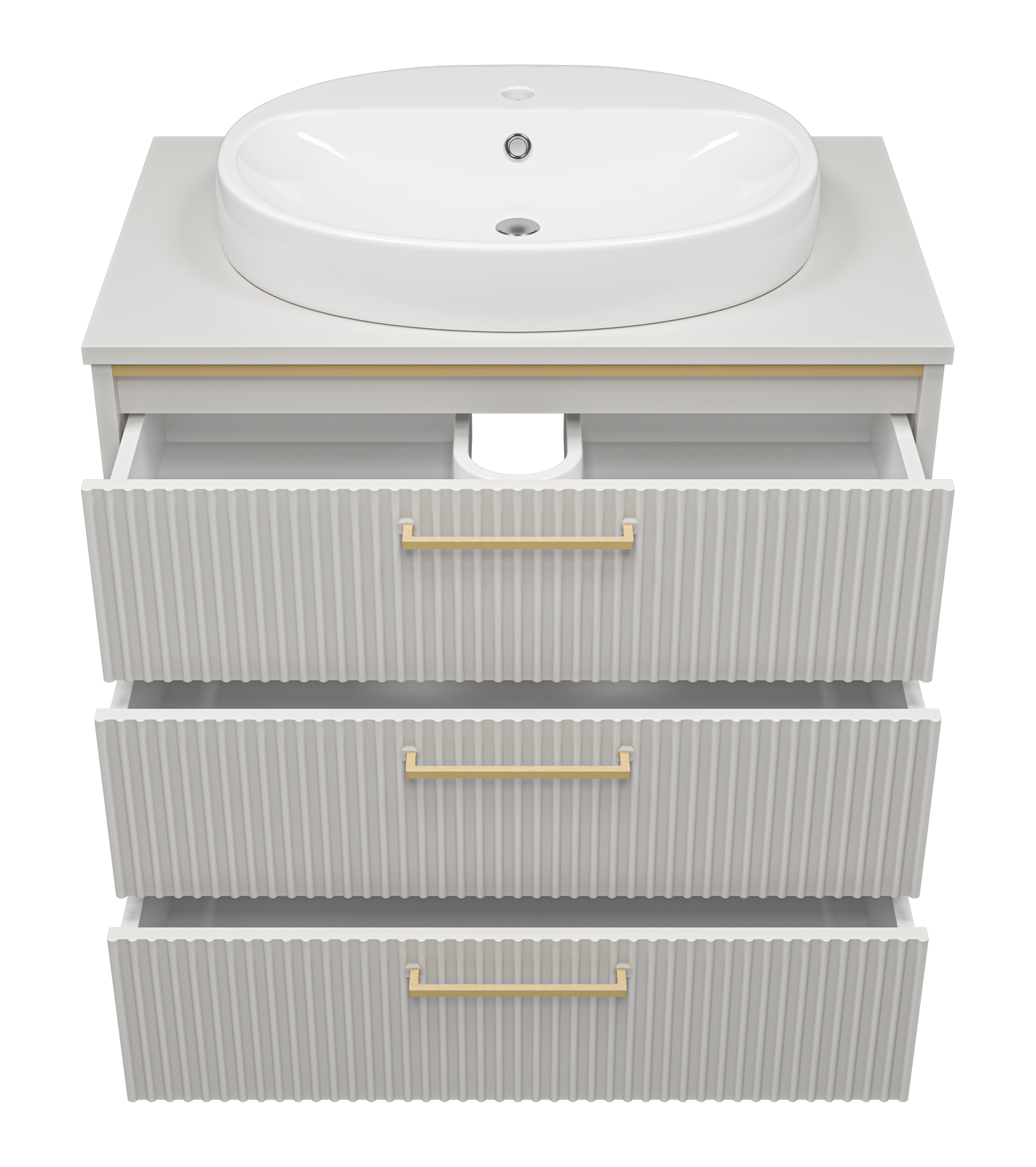 Тумба с раковиной Brevita Elche 80 серый/патина золото