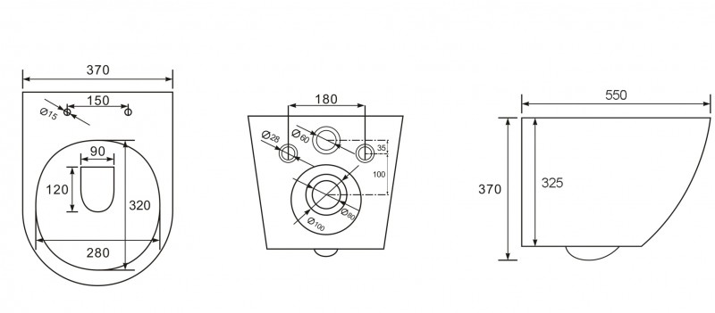 Унитаз подвесной Esbano GARCIA (Black) 550x370x370