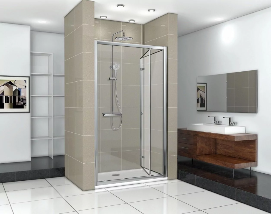 Душевая дверь Ceruttispa BELLA D101T в нишу, складная, прозрачное стекло, хром