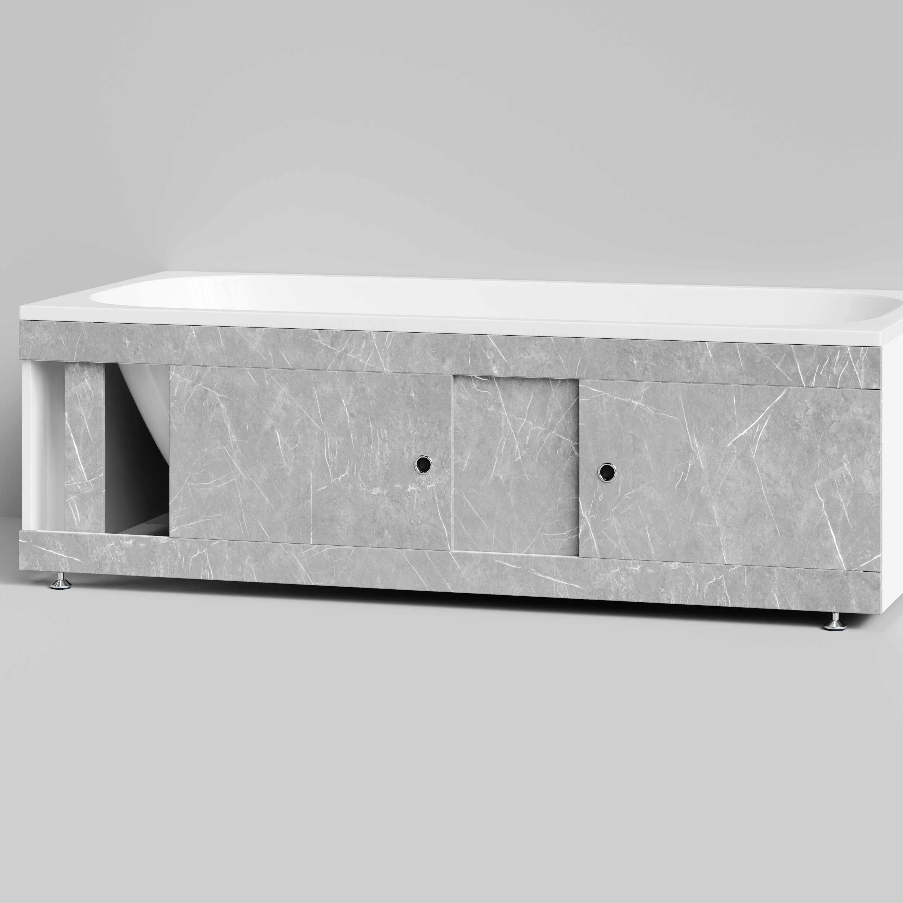 Экран под ванну Vod-ok Купе 180 раздвижной Мрамор Белый софт тач