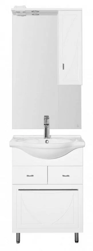 Тумба с раковиной Style Line Лана 60 2 ящика, с корзиной, напольная, белая