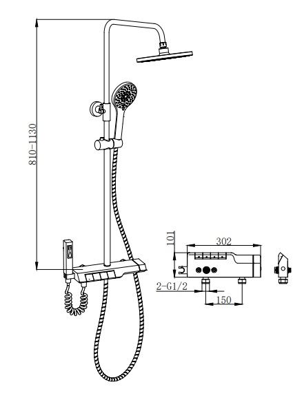 Душевая стойка BochMann VETTORRE B TS BM9651 черный