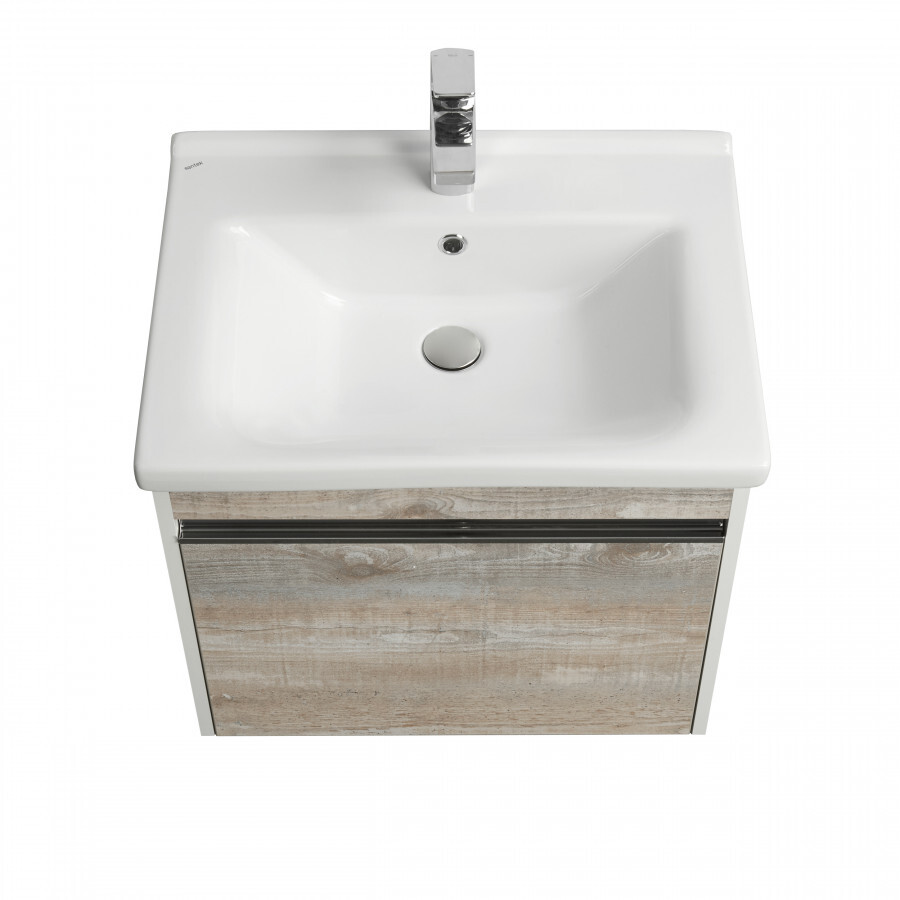 Тумба подвесная Aquaton Капри 60 раковиной Миранда 60, бетон пайн