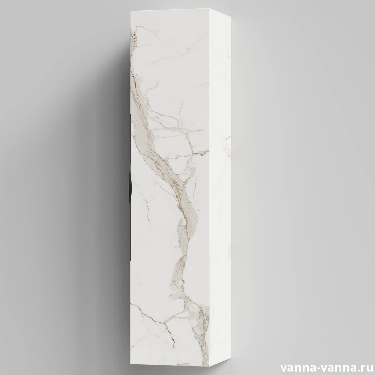 Пенал Vod-ok Марко 35 подвесной, дверь, ручки Черные, Мрамор Белый натур милк, правый от магазина Vanna-Vanna.ru!