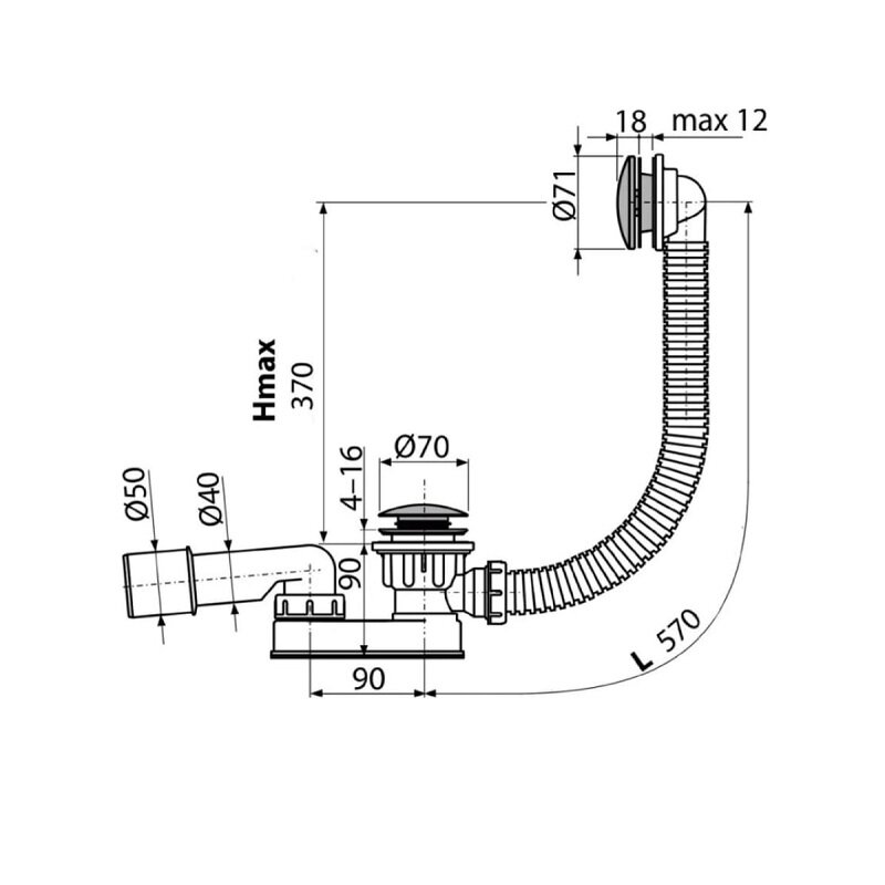 Слив-перелив для ванны Vagnerplast click/clack, VPWAS0012-61, хром