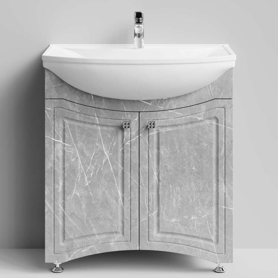 Тумба с раковиной Адам 75 напольная, Мрамор Белый софт тач