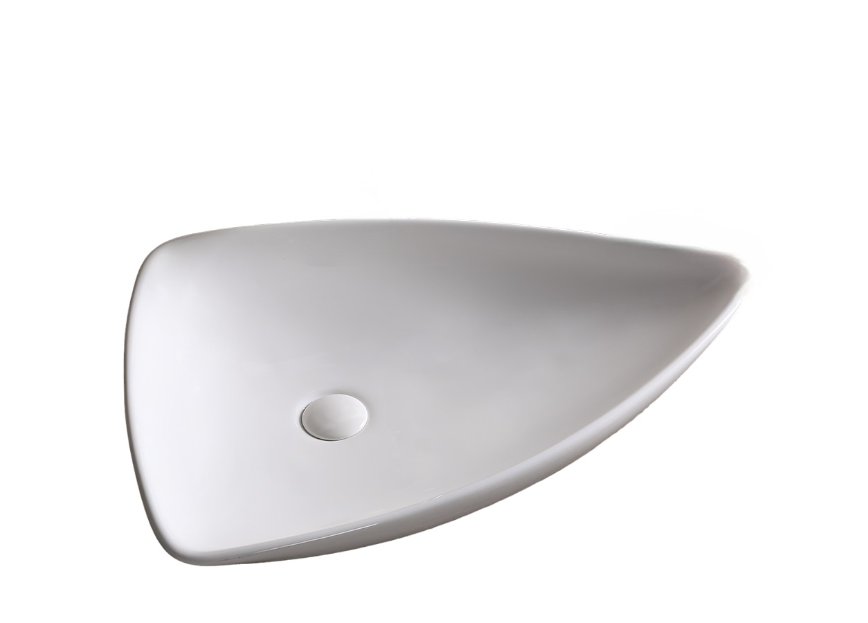Раковина Ceruttispa CR7014 накладная, белая, асимметричная 690х370х130