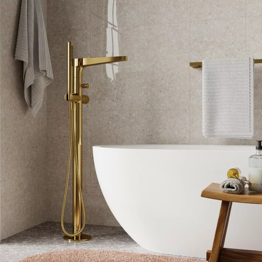 Смеситель для ванны WasserKraft Sauer 7121 глянцевое золото