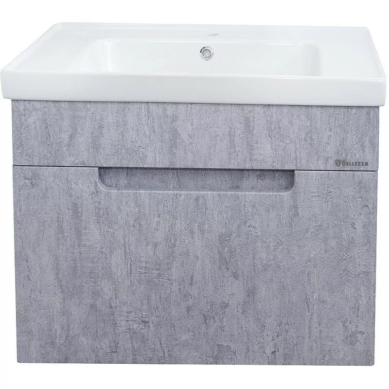 Тумба c раковиной Bellezza Грейс 70 подвесная, с 1 ящиком, скала серая