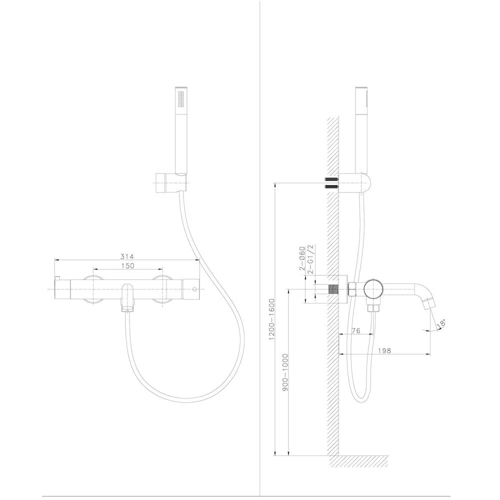 Смеситель для ванны Raiber Graceful RPB-003 черный матовый