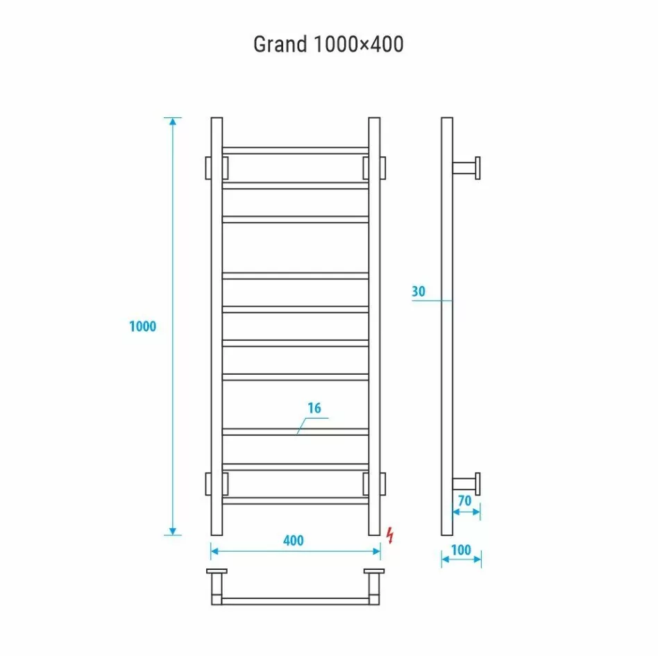 Полотенцесушитель электрический Energy Grand P 1000x400 белый матовый от магазина Vanna-Vanna.ru!