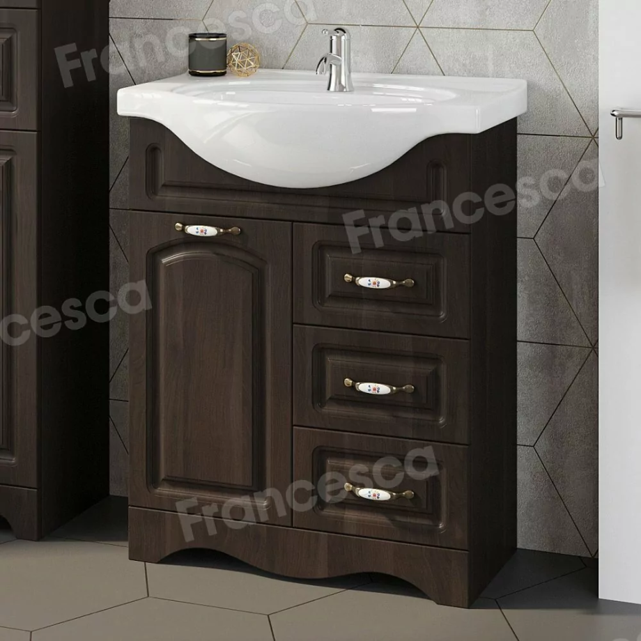 Тумба с раковиной Francesca Империя 70 напольная, три ящика, венге
