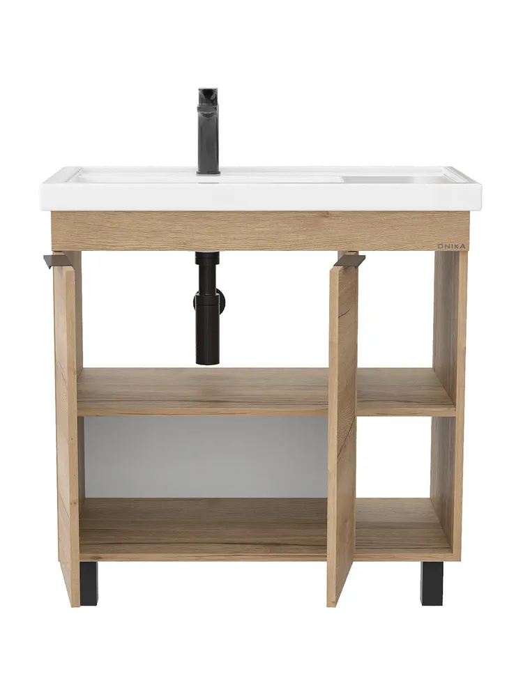 Тумба с раковиной Onika Легран 80 напольная, дуб галифакс