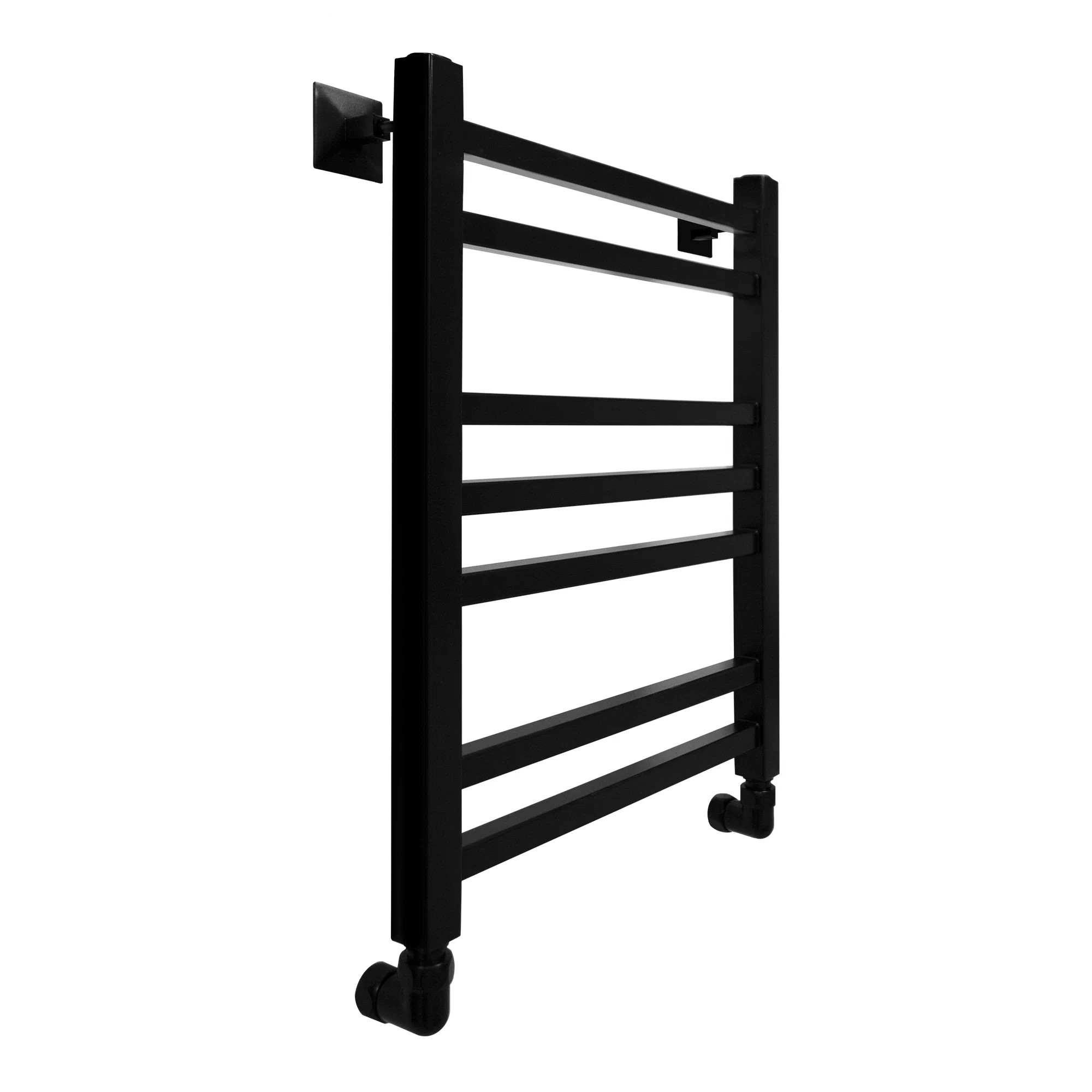 Полотенцесушитель водяной Energy Techno 600x400 черный матовый, лесенка, квадратный профиль, окрашенная сталь AISI304