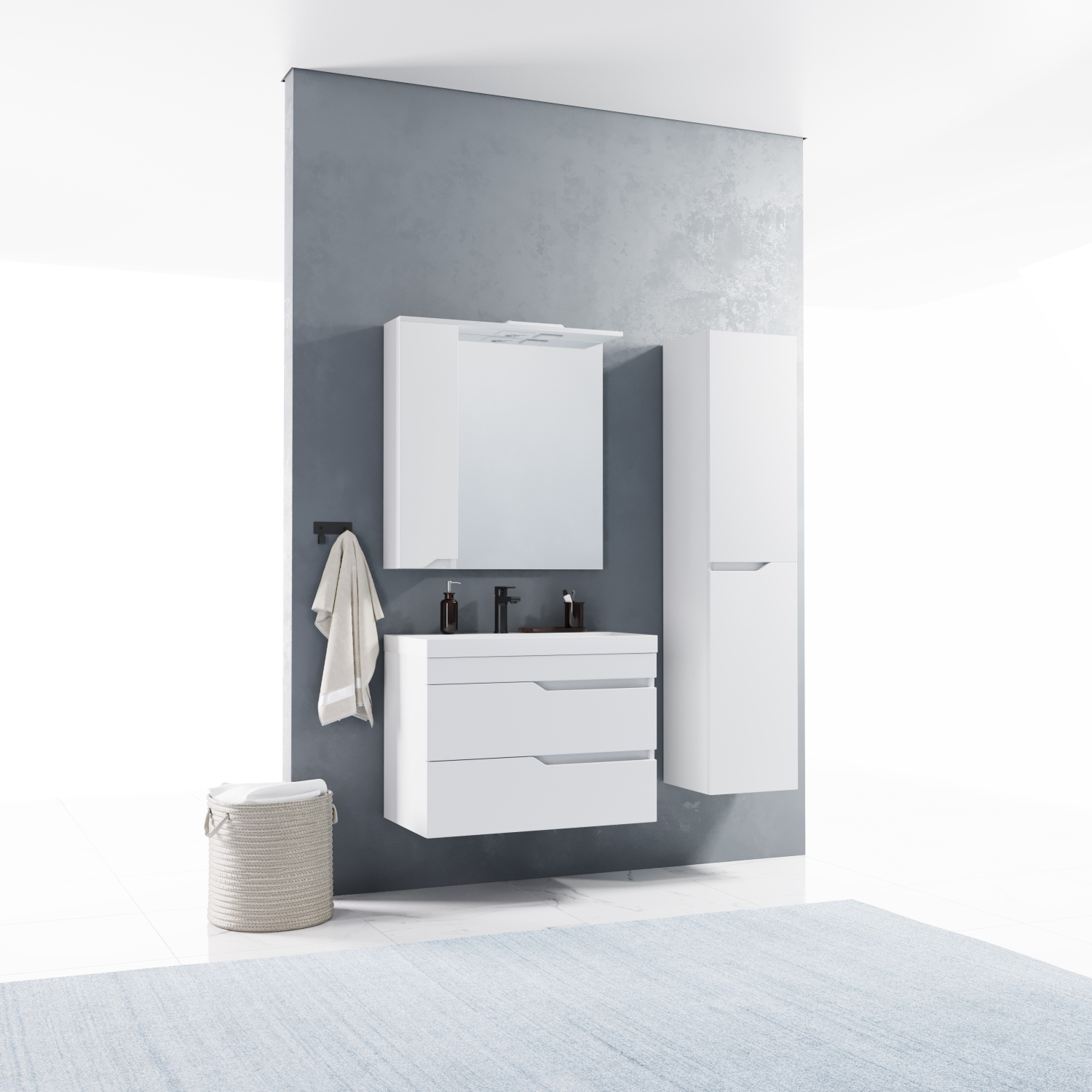 Тумба подвесная Corozo Теона 80 Z2 с раковиной Сомо 80 белый