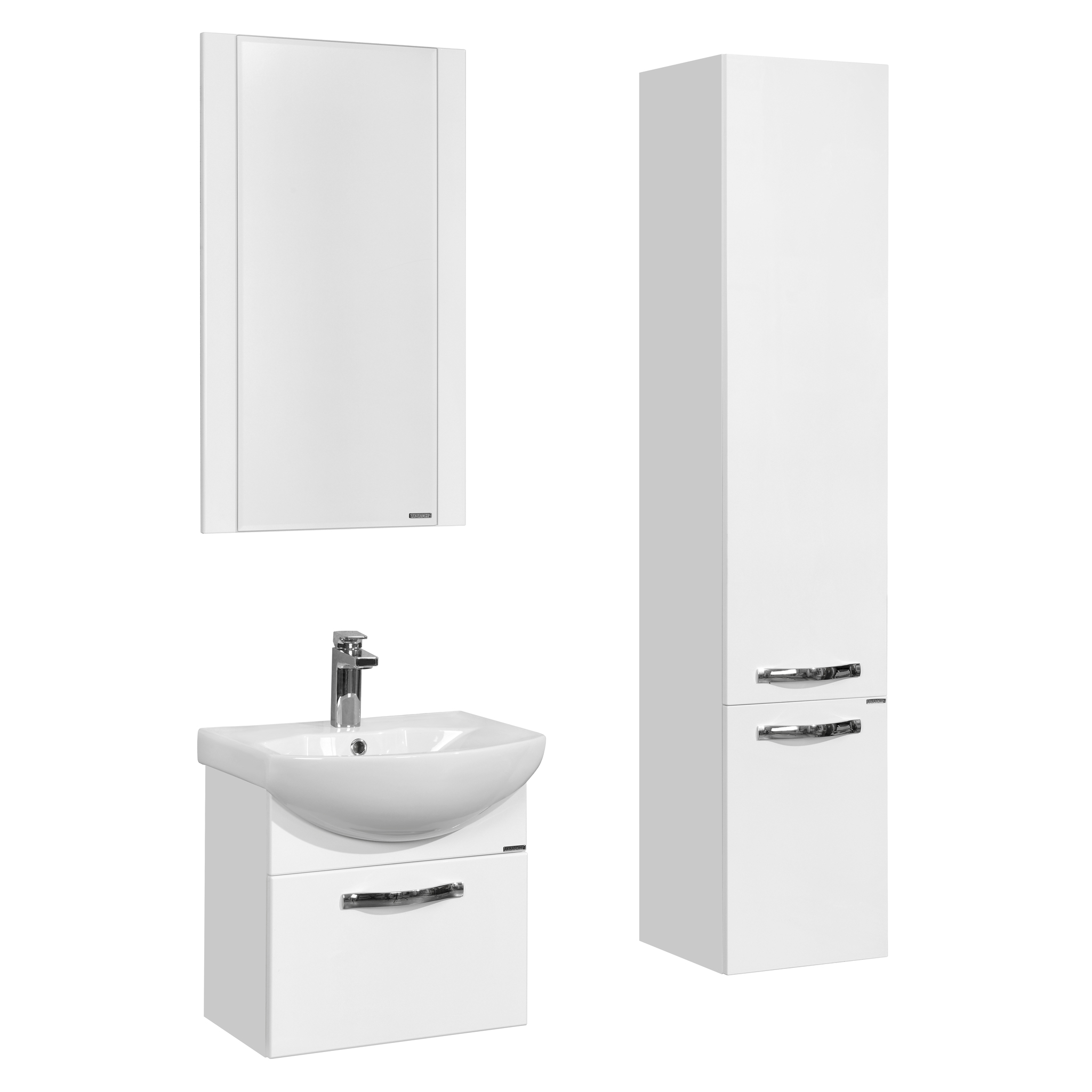 Тумба подвесная Aquaton Ария 50 с раковиной Смайл 50, 1 ящик, белый