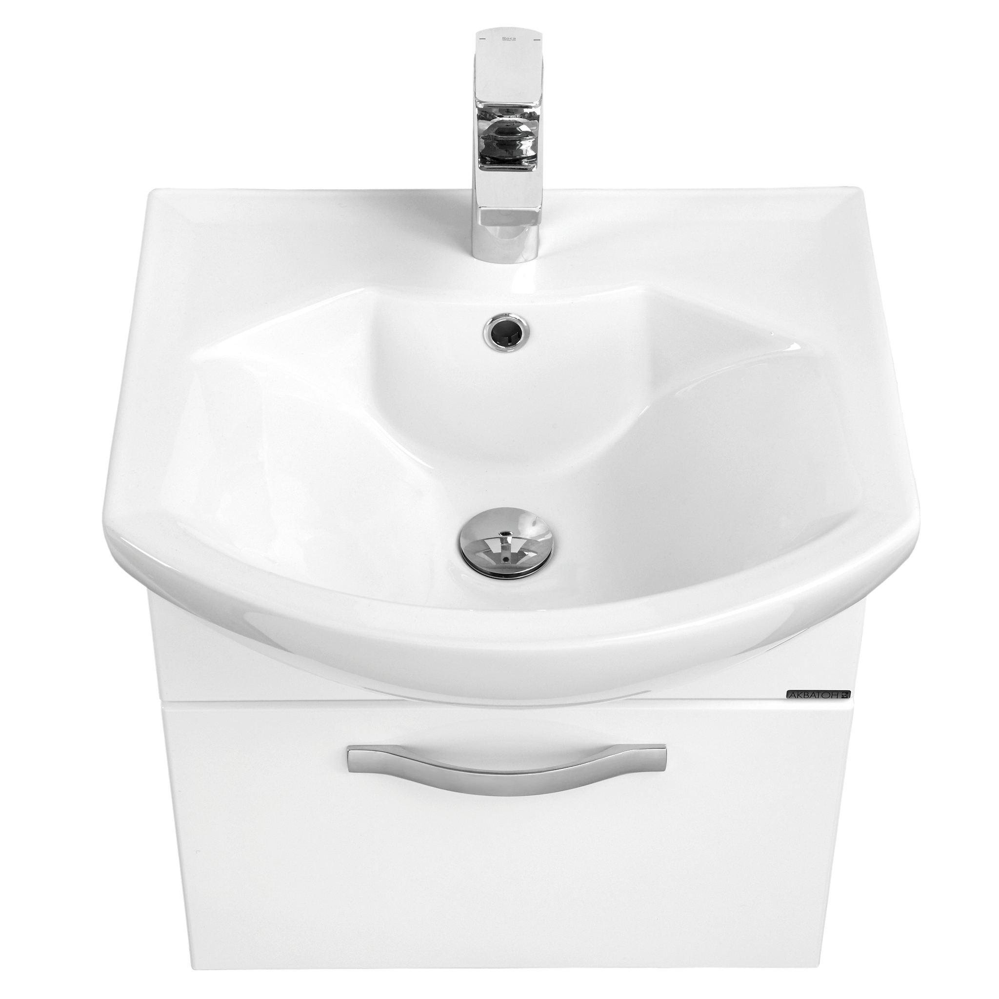 Тумба подвесная Aquaton Ария 50 с раковиной Смайл 50, 1 ящик, белый