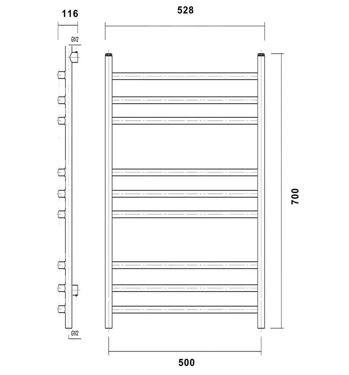 Полотенцесушитель водяной Domoterm Калипсо П9 500x700 белый матовый