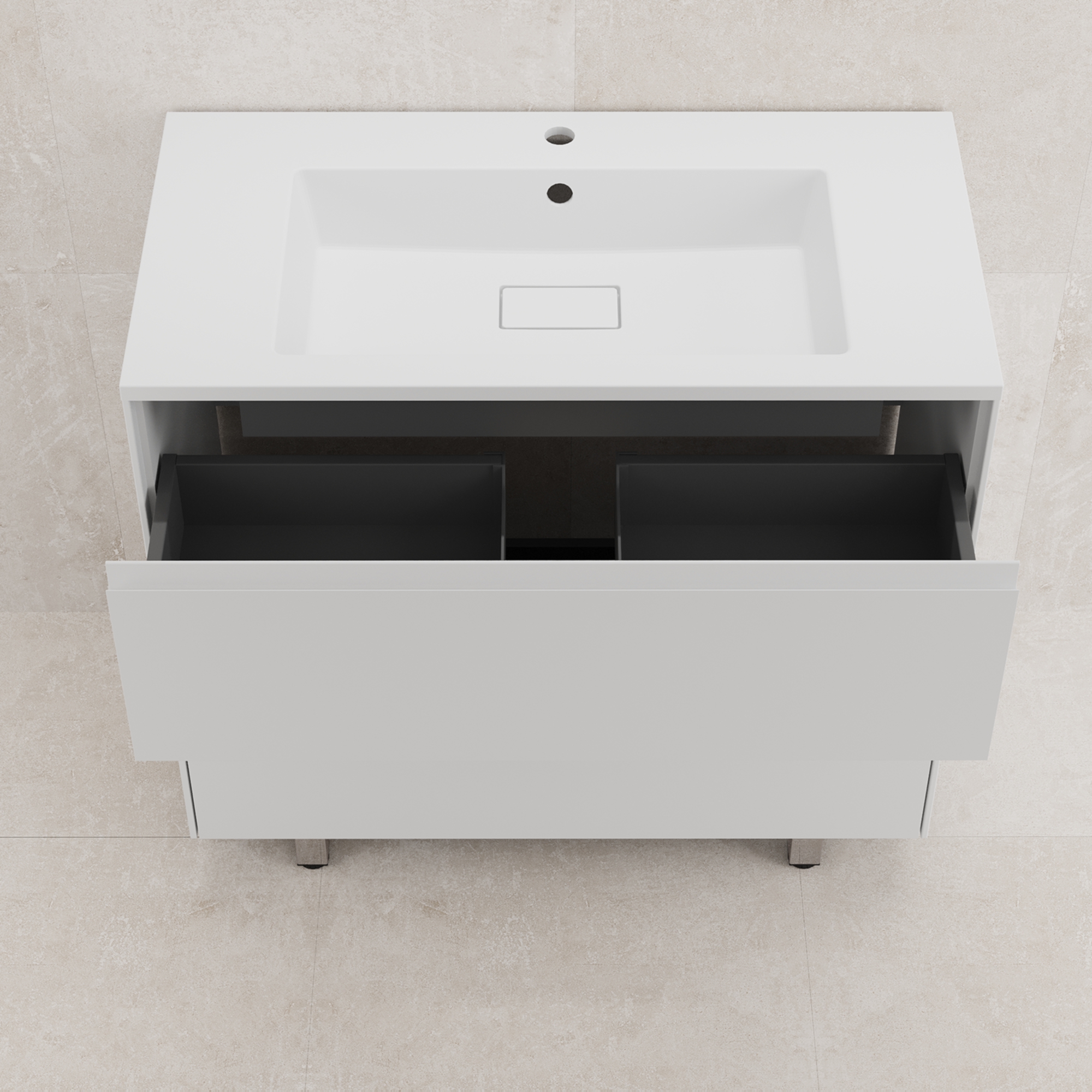 Тумба напольная Style Line Лима 90 с раковиной Line 90, 2 ящика, белый матовый