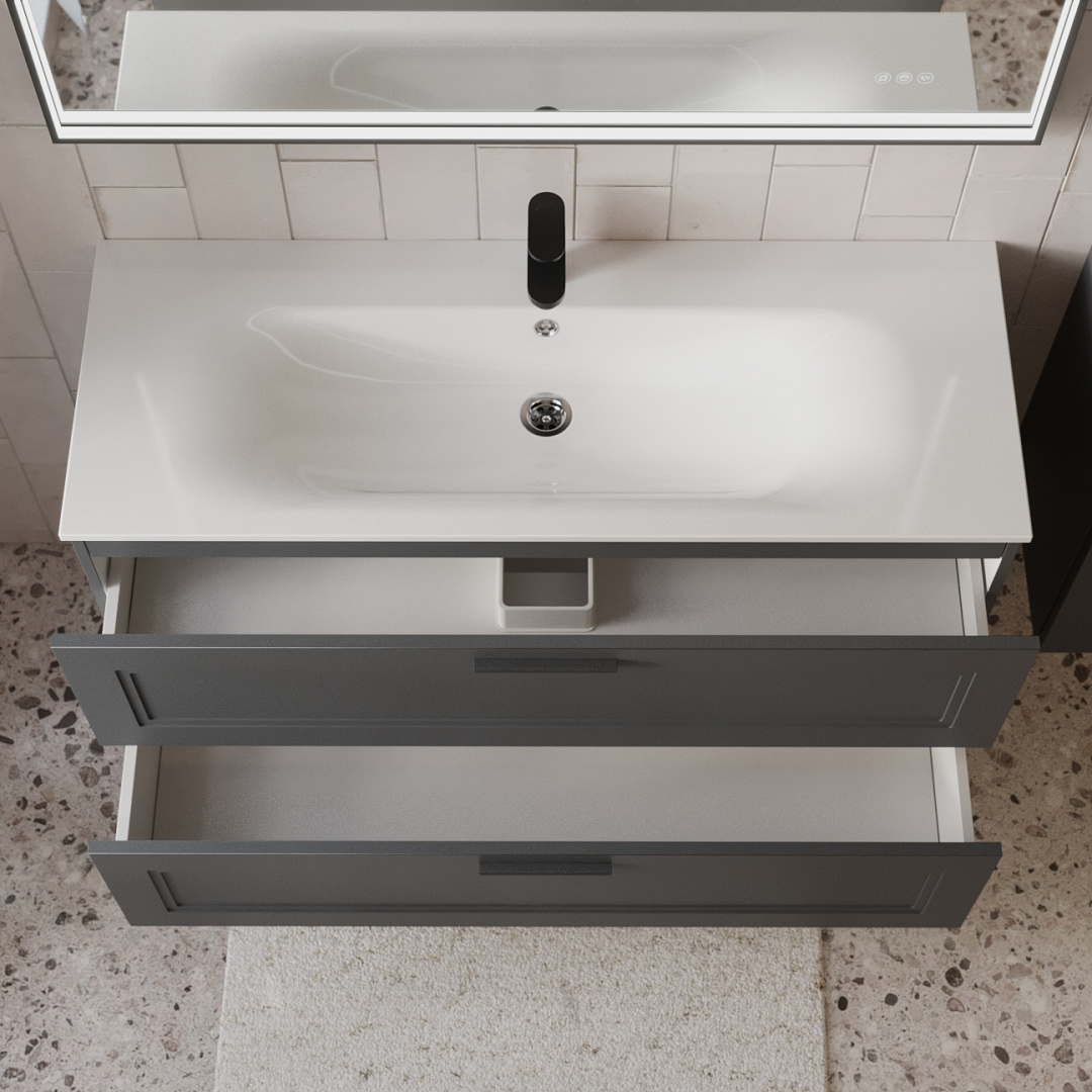 Тумба с раковиной подвесная (120 см) Terminus Classik CLA101202701601O, графит