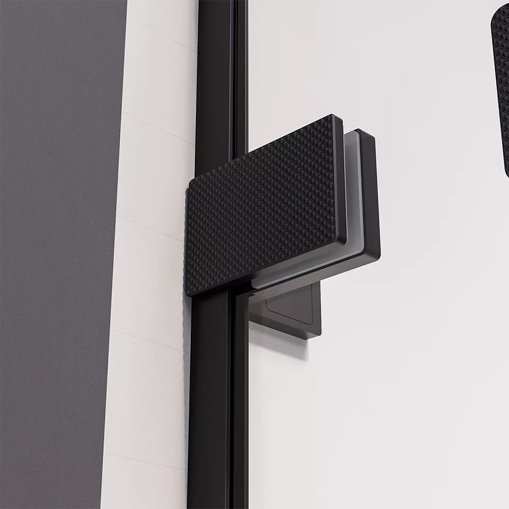 Душевой угол распашной Veconi Premium Alassio SP BB, 1300х800x2000, черный матовый, стекло черное