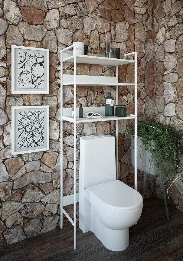 Стеллаж Sanflor над сантехникой 63.5х30х160 см белый муар 82613185