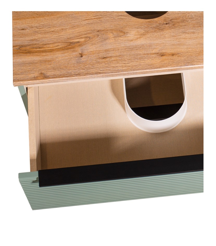 Тумба подвесная Runo Орлеан 70 с раковиной TRE 48, зелёный/дуб