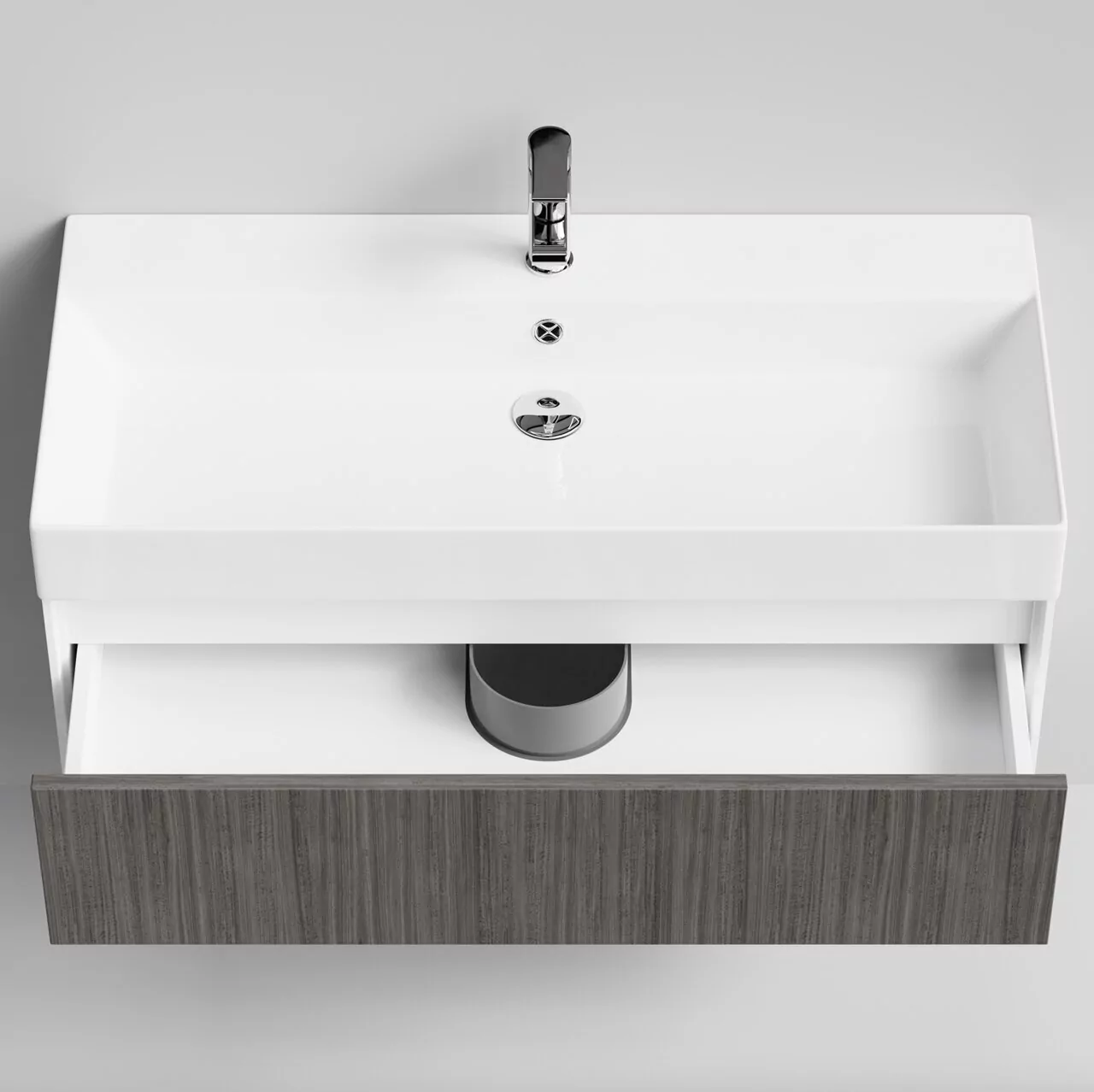 Тумба подвесная Vod-ok Эвкалипт 100 с раковиной Stance 100, эвкалипт серый