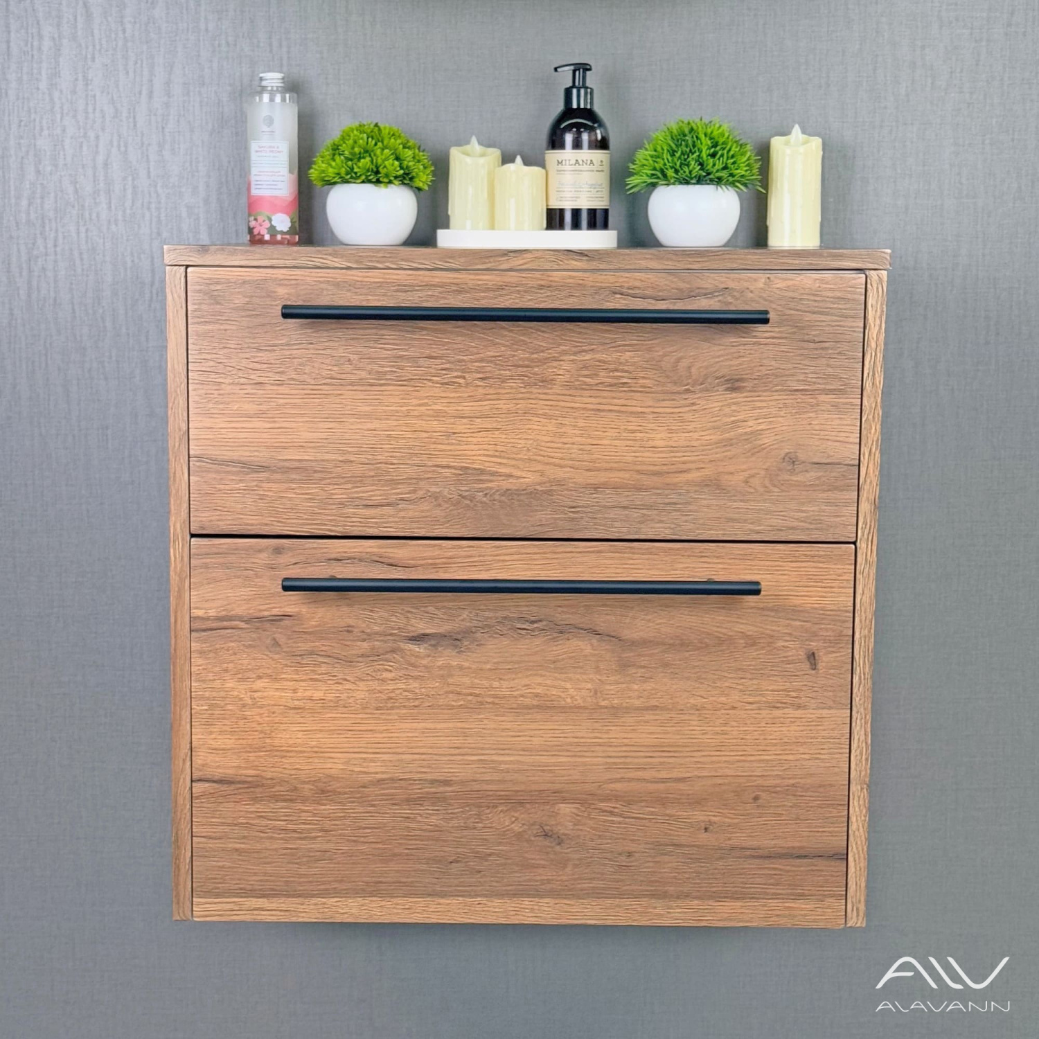 Тумба подвесная Alavann Rondo 60 под накладную раковину, дуб