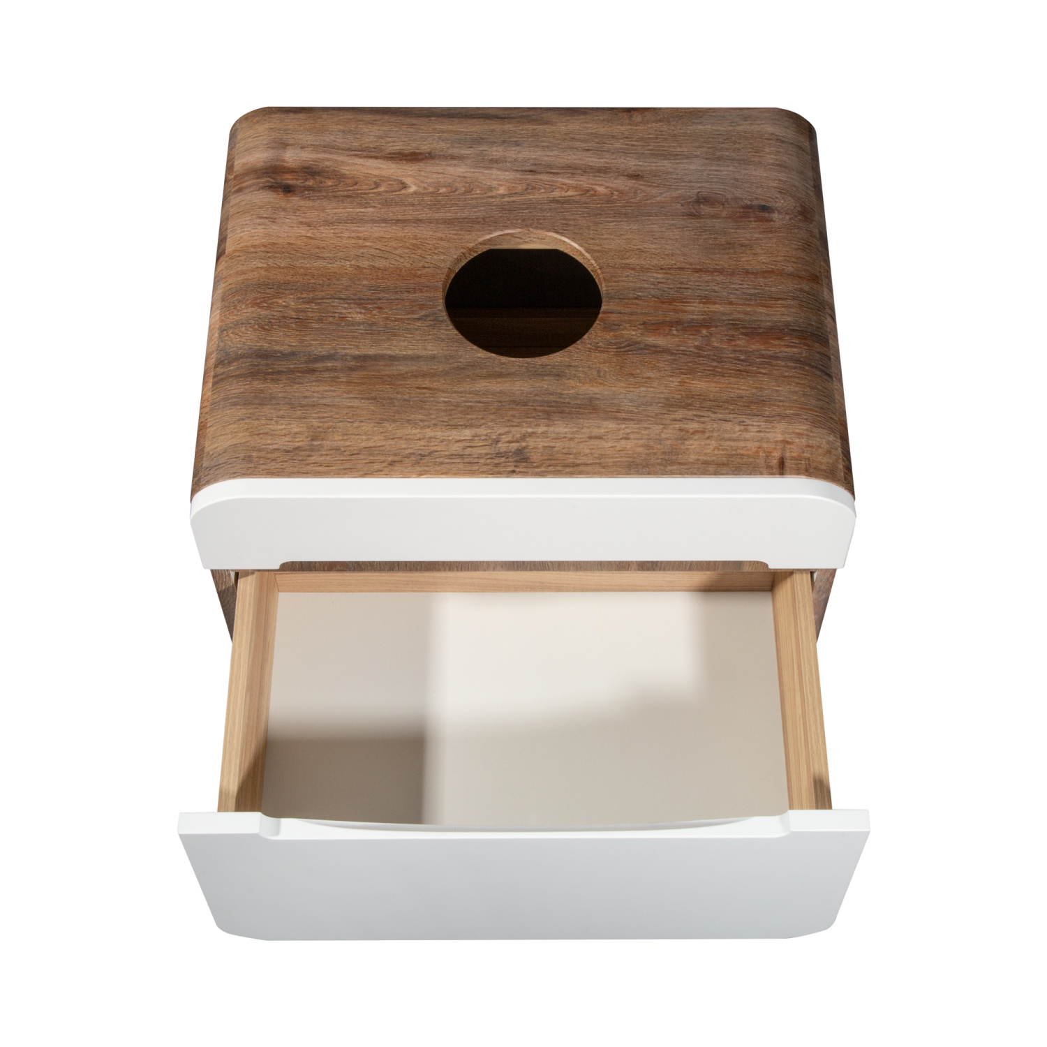 Тумба подвесная Runo Ницца 60 под накладную раковину, белый/темное дерево