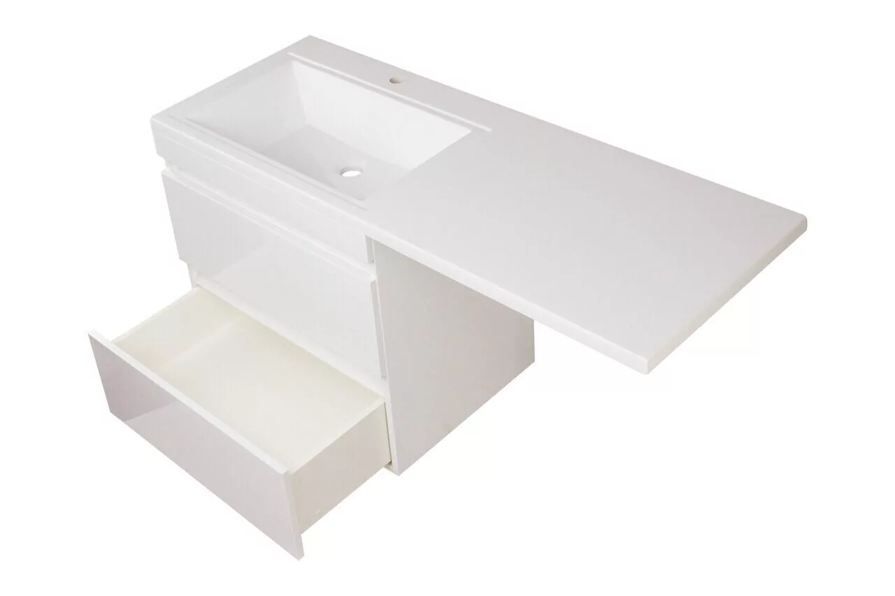 Тумба подвесная Style Line Даллас 140 Люкс Plus Эмаль с раковиной Даллас 140 под стиральную машину, два ящика, левая, белая