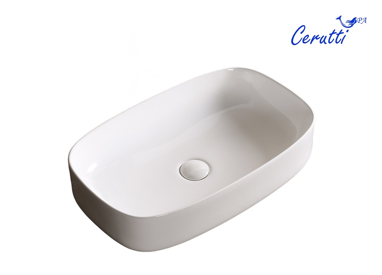 Раковина Ceruttispa CR0045 накладная, белая, прямоугольная 590х370х130
