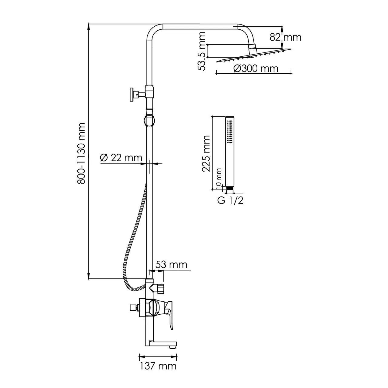 Душевая стойка WasserKraft A166.116.137.010.CH хром
