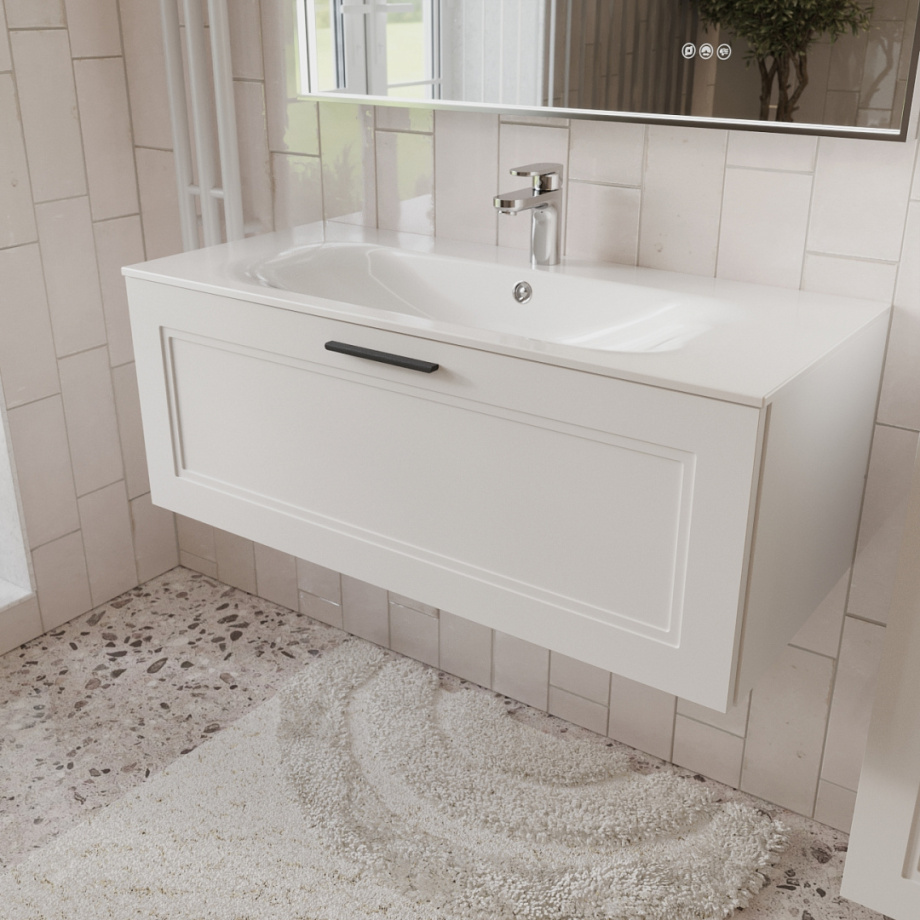 Тумба с раковиной подвесная (100 см) Terminus Classik CLA101001900301O, белый