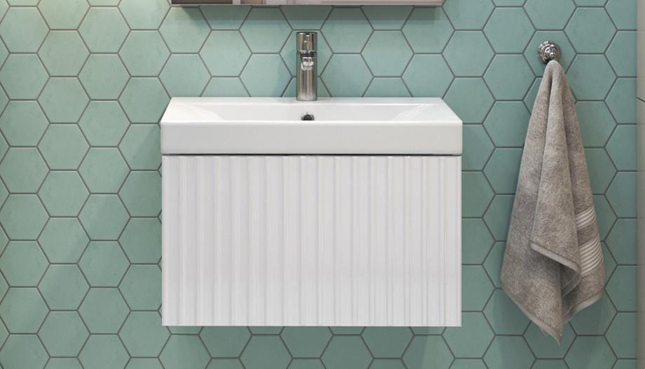 Тумба с раковиной подвесная Velvex Compo tp.COM.9696.60.1Y белый глянец, 60 см