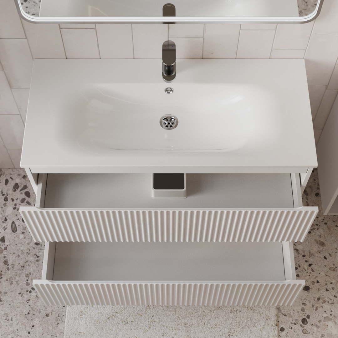 Тумба с раковиной подвесная (100 см) Terminus Sicilia SIC101002900301O, белый