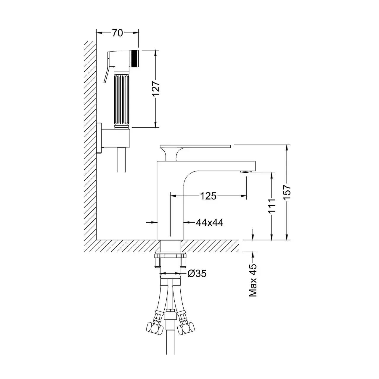 Смеситель с гигиеническим душем для раковины Timo Torne 4360/03G черный матовый