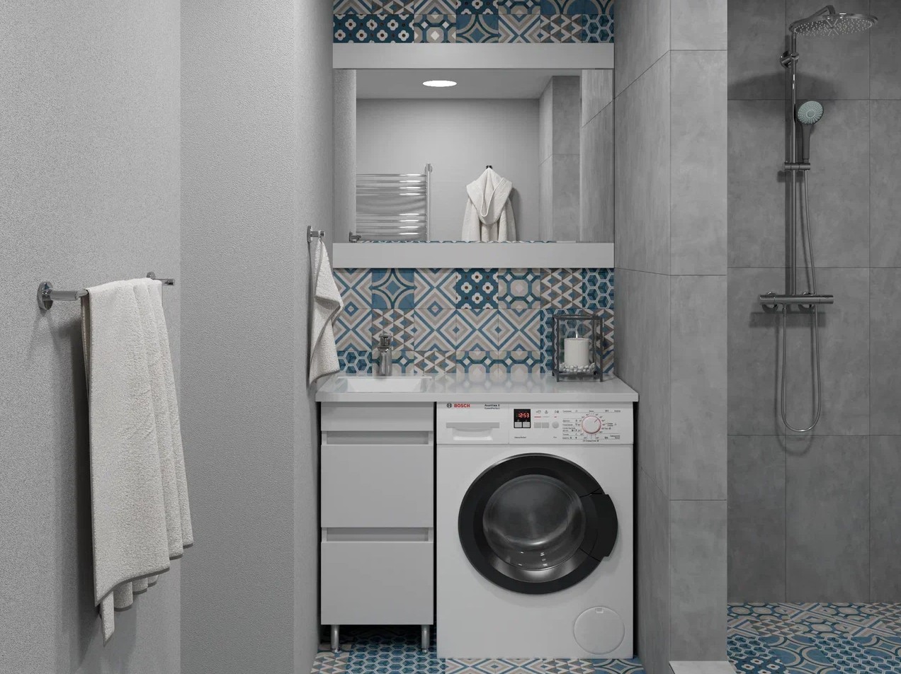 Тумба напольная Stella Polar Мадлен 105 с раковиной Мадлен 105, L/R, 2 ящика, белый