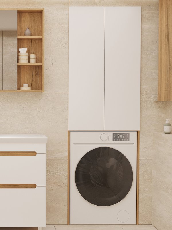 Шкаф-пенал напольный SanStar Diva/Модена 65 для стиральной машины белый, дуб вотан