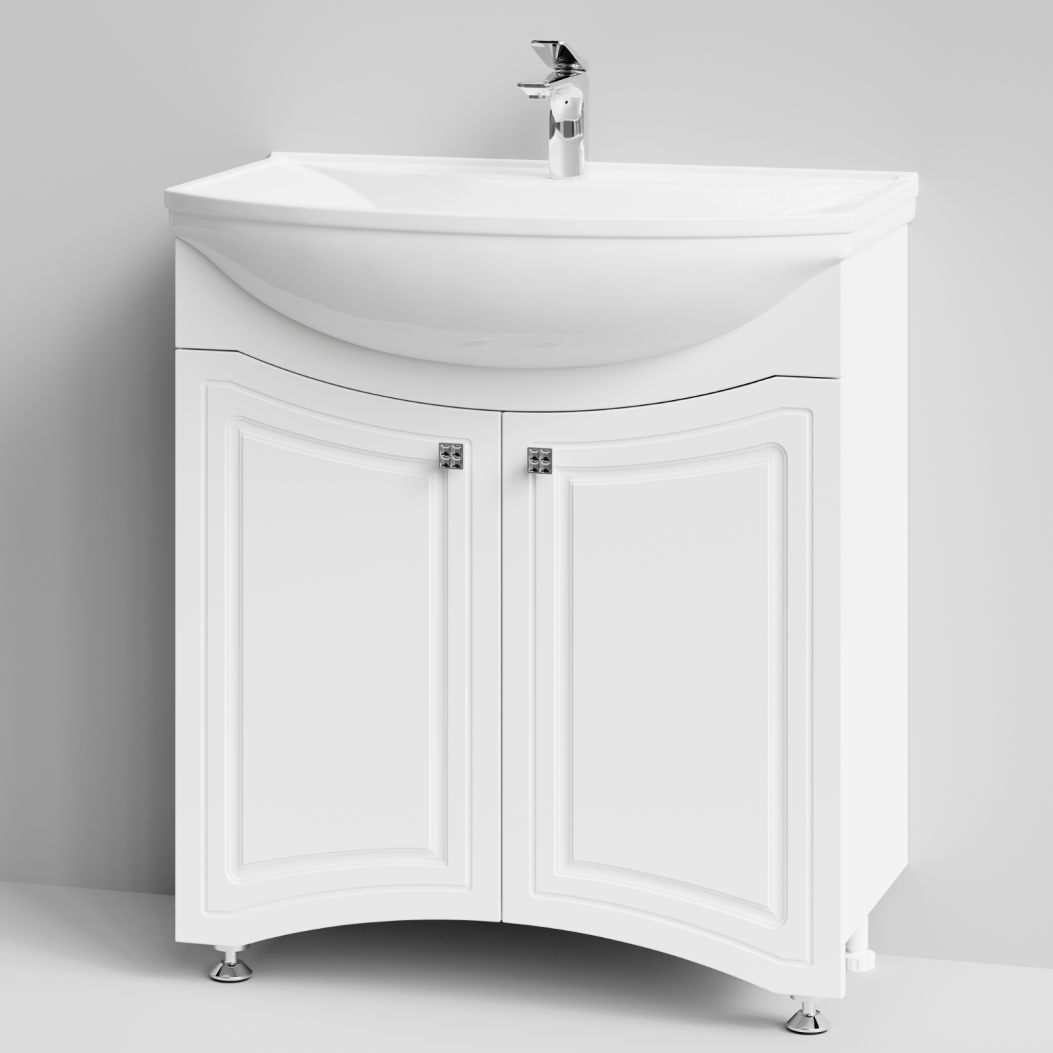 Тумба с раковиной Адам 75 напольная, белый глянец