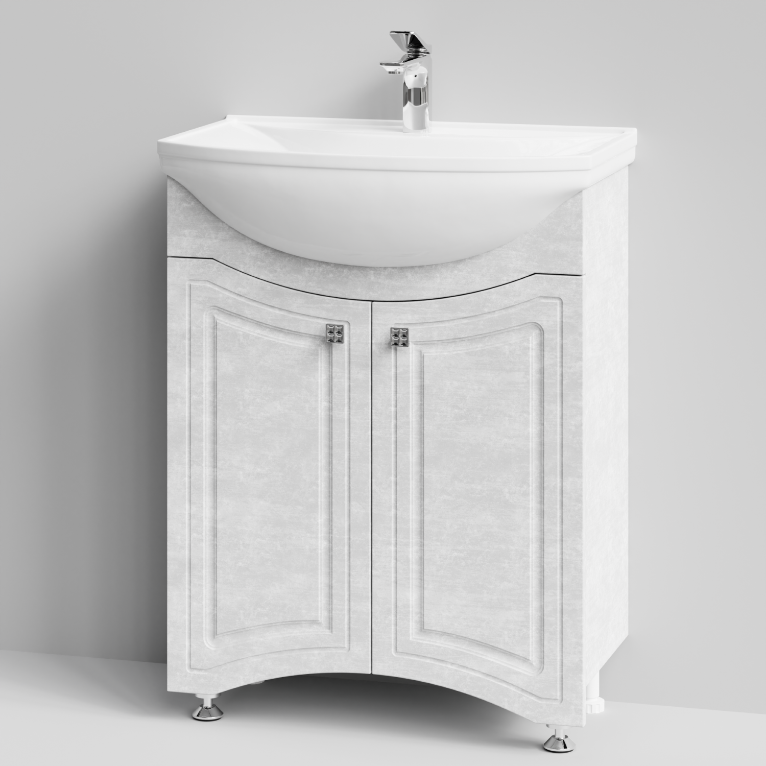 Тумба с раковиной Адам 65 напольная, Белый камень