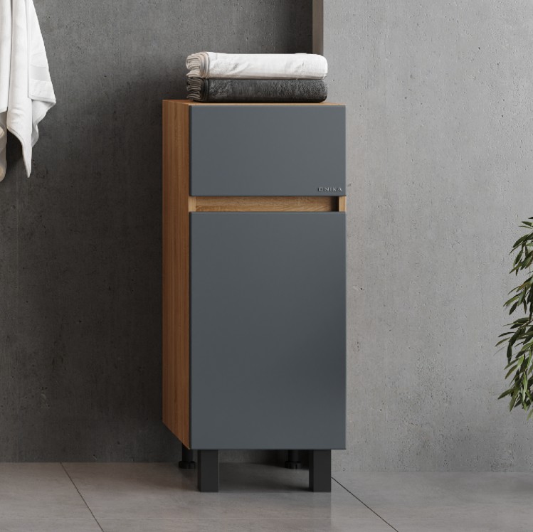 Тумба-комод Onika Милтон 30 напольный, серый/дуб сонома, с бельевой корзиной